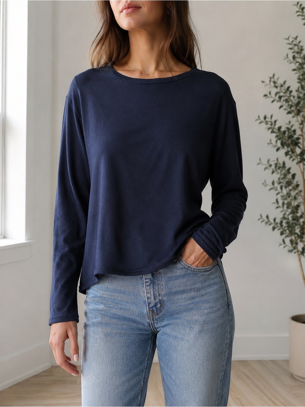 Banana Republic Signature Tee | Navy Long Sleeve Top | Size Small